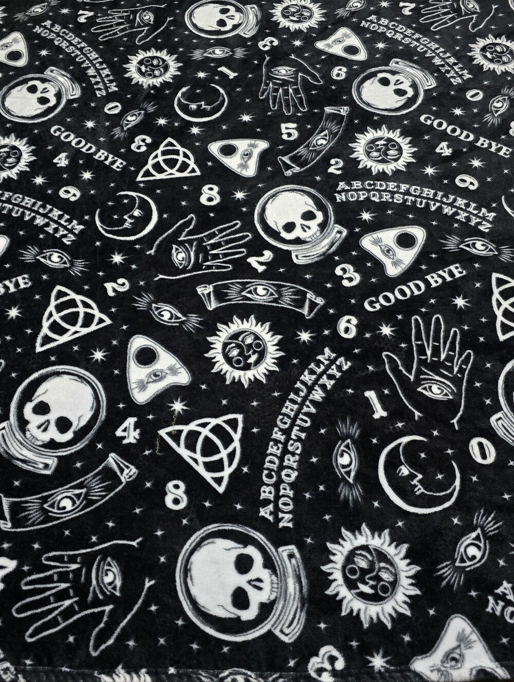 Well Dressed Home Black Skull Ouija Throw Blanket Fleece Plush Halloween Goth